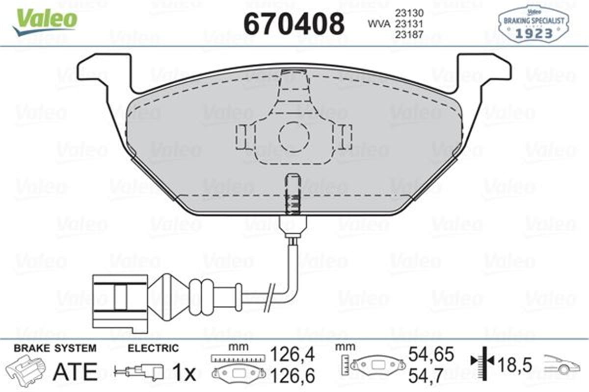 VALEO 670408 - Fren Balatasi Ön - Vw Golf4-golf5-jetta-bora-polo-a3-leon