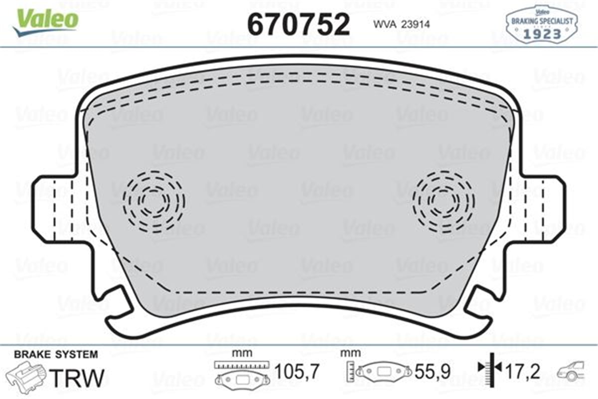 VALEO 670752 - Fren Balatasi Arka - Vw Passat-caddy-golf5-golf6-jetta-a3-leon