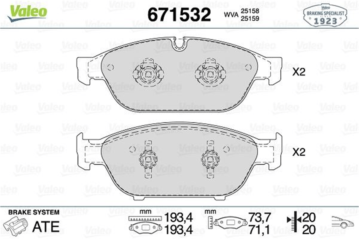 VALEO 671532 - Fren Balatasi Ön - Vw A6-a7-a8