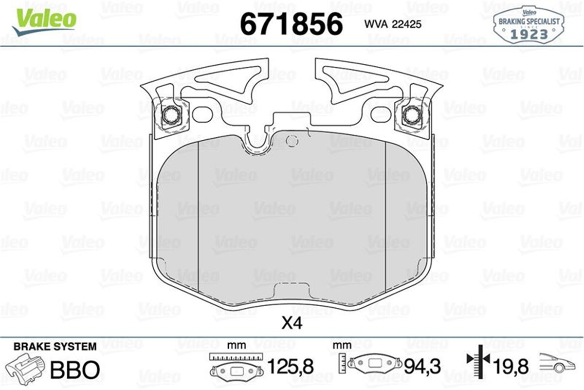 VALEO 671856 - Fren Balatasi Ön - Bmw G20-g21-g30-g31-6g32 Gt-7g11-g12-8g14-g15-g16-x3 G01-x4 G02-x5 G05-x6 G06-x7 G07-z4 G29