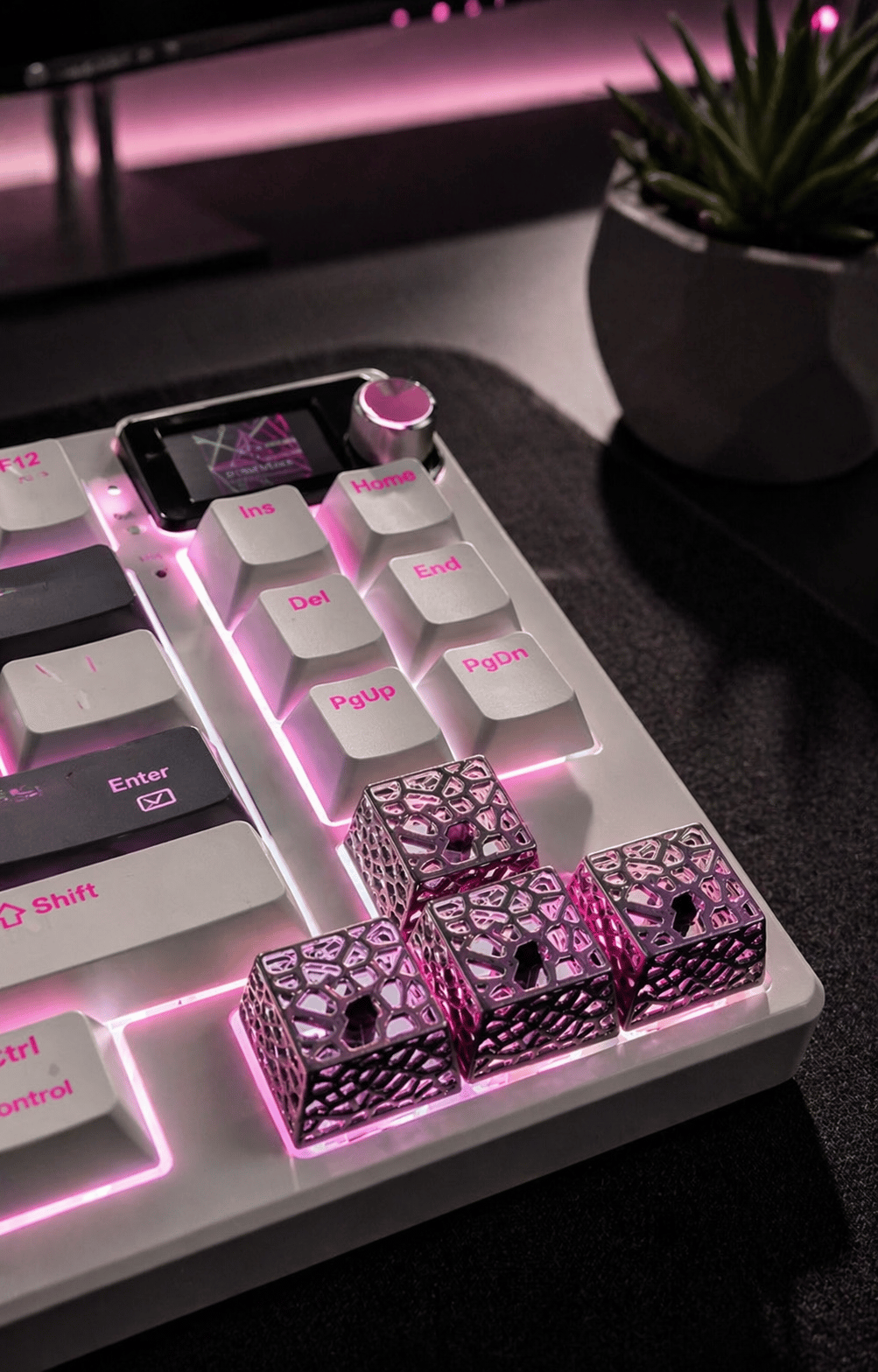  4'lü Gri Delikli Keycap Seti | Cherry MX Uyumlu, RGB Işık Geçirgen