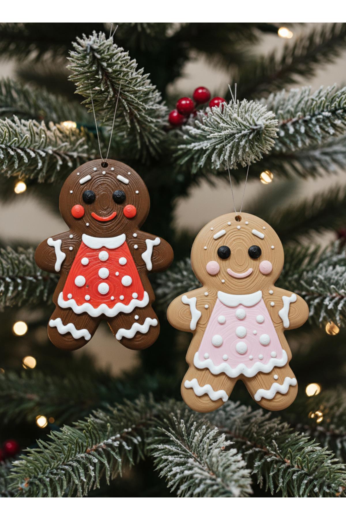 4 Adet Kurabiye Adam Gingerbread Yılbaşı Çam Ağacı Süsü Dekor Süsleme Seti 5 Cm