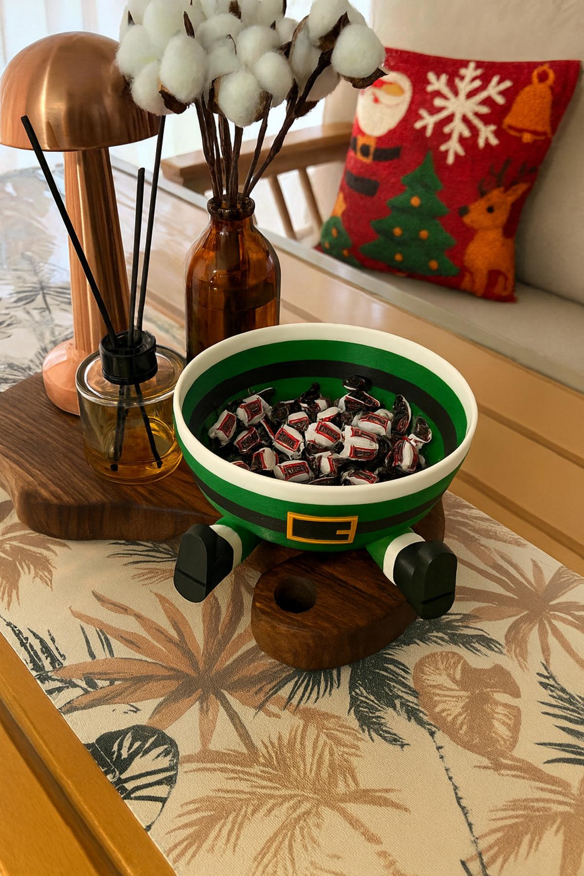 Noel Baba Şeklinde Kâse | 3D Baskı Christmas Santa Bowl – Yılbaşı Dekor & Şekerlik