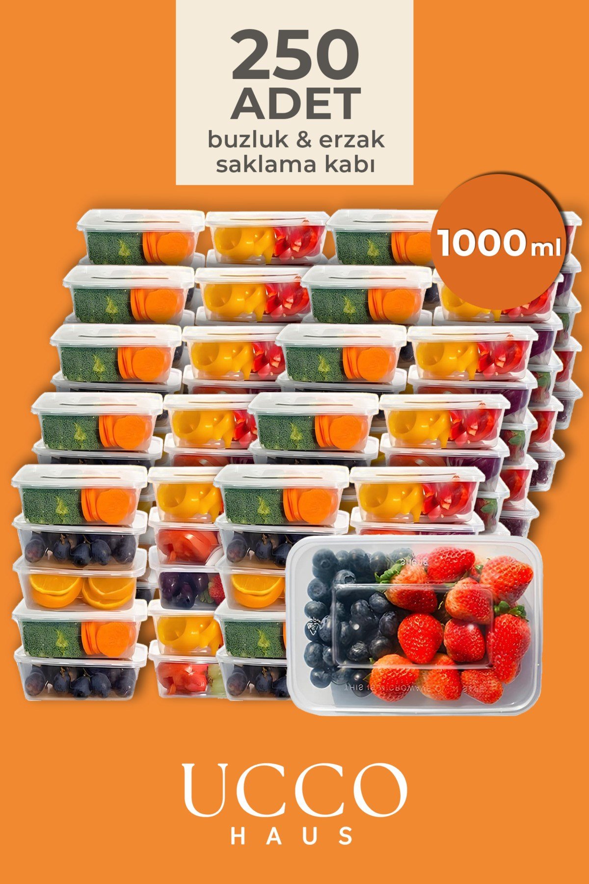 250 ADET 1 Litre Ekonomik Buzdolabı Dondurucu Erzak Sızdırmaz Saklama Kabı Seti Buzluk Organizer