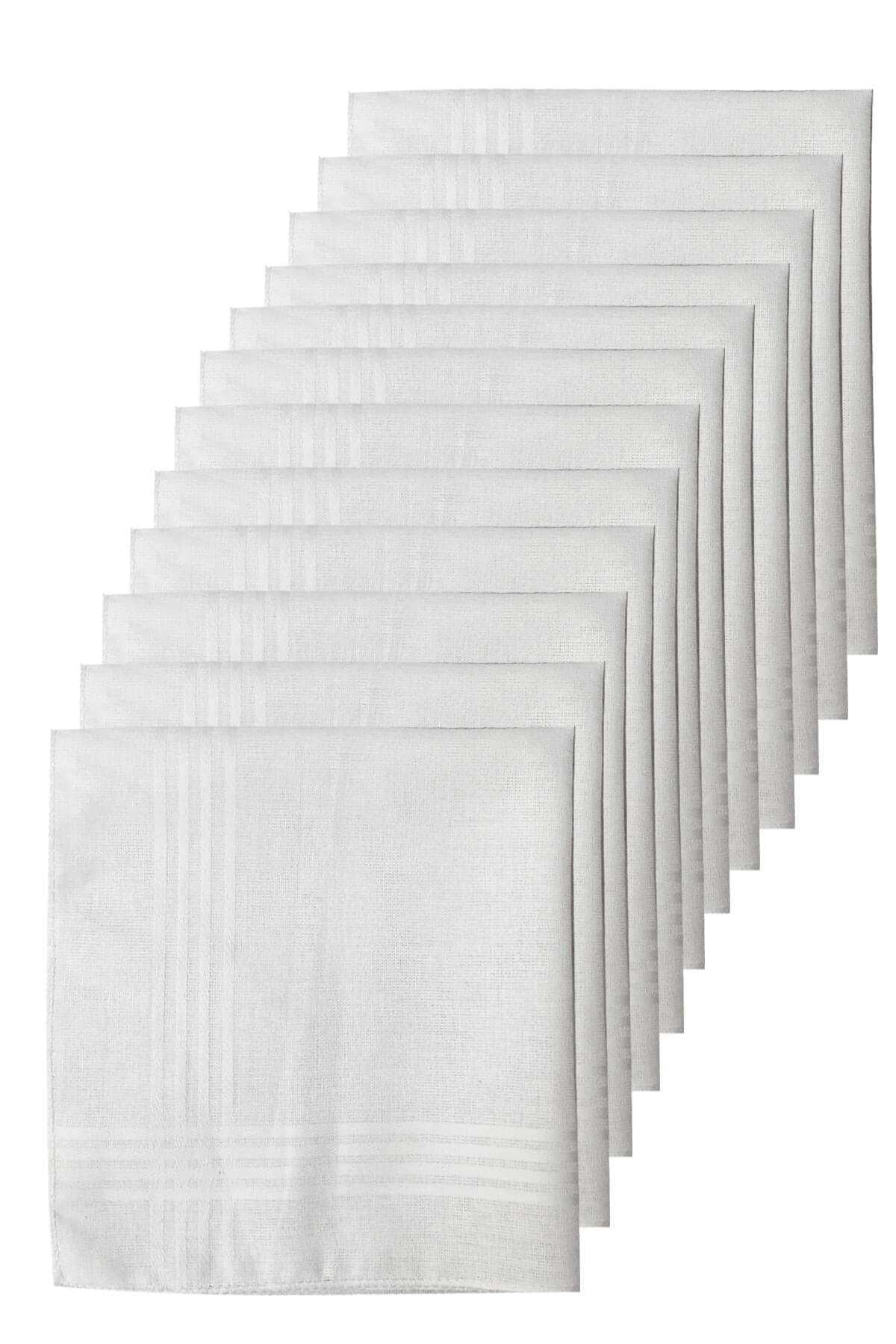 12li Paket Klasik Cep Hediyelik Bayram Mendili %100 Pamuklu 30x30 Cm