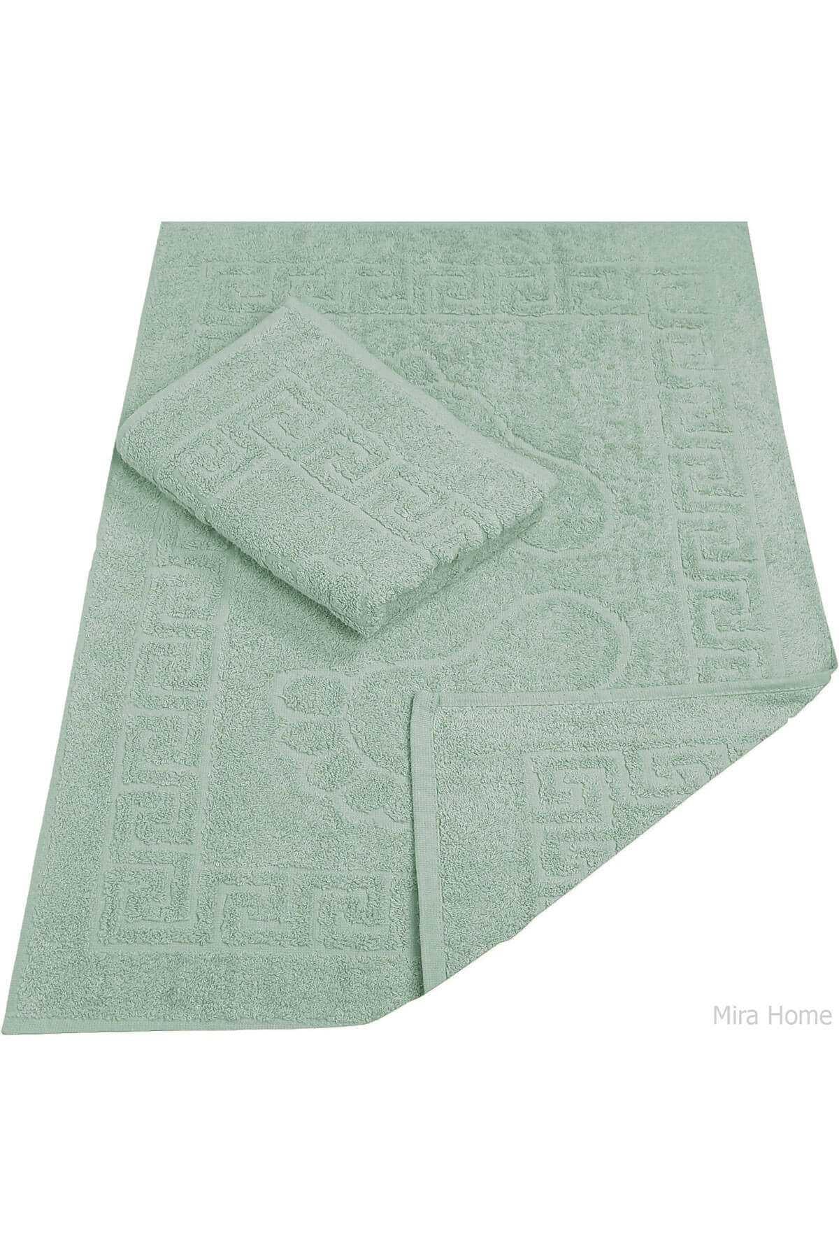 2 Li Banyo Ayak Havlusu %100 Pamuk 50X70 Cm Menesch Yeşil