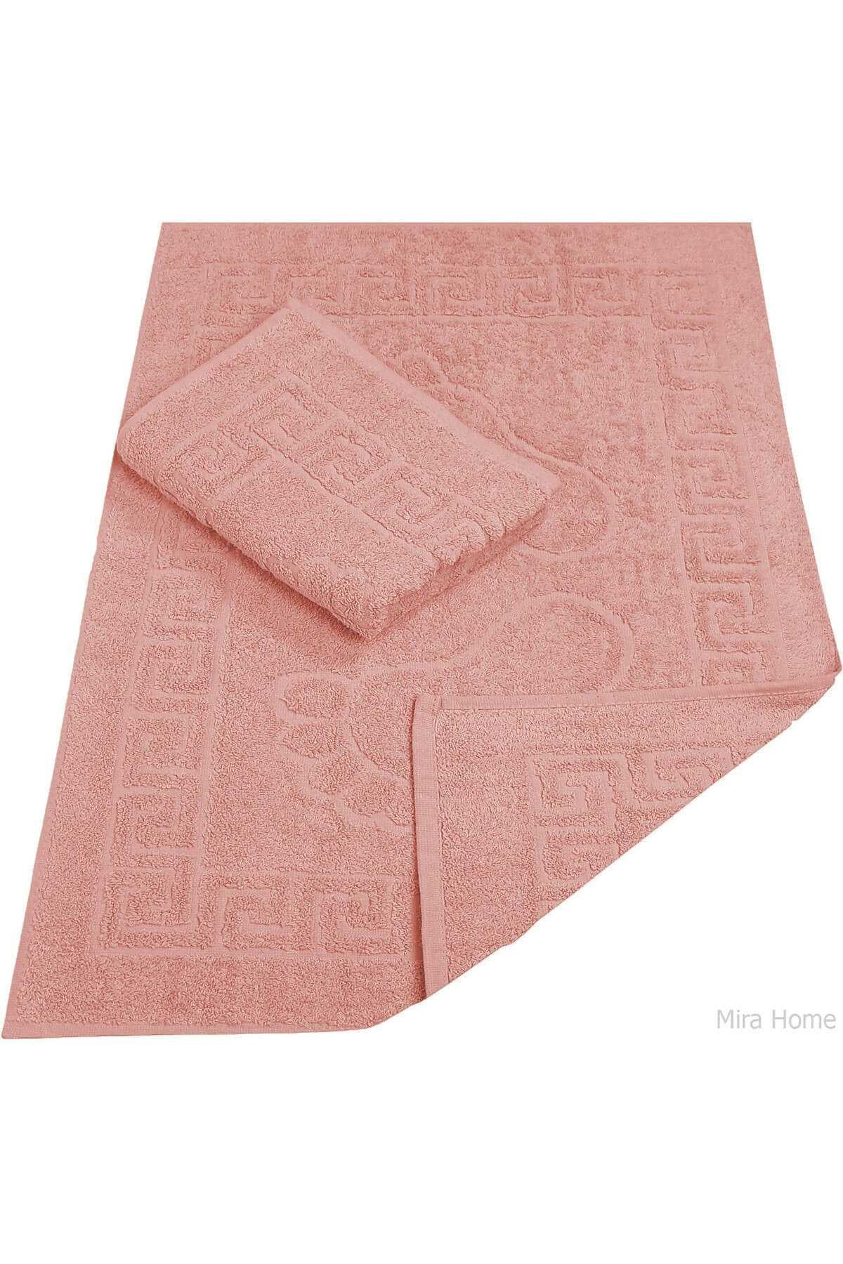 2 Li Banyo Ayak Havlusu %100 Pamuk 50X70 Cm Menesch Somon