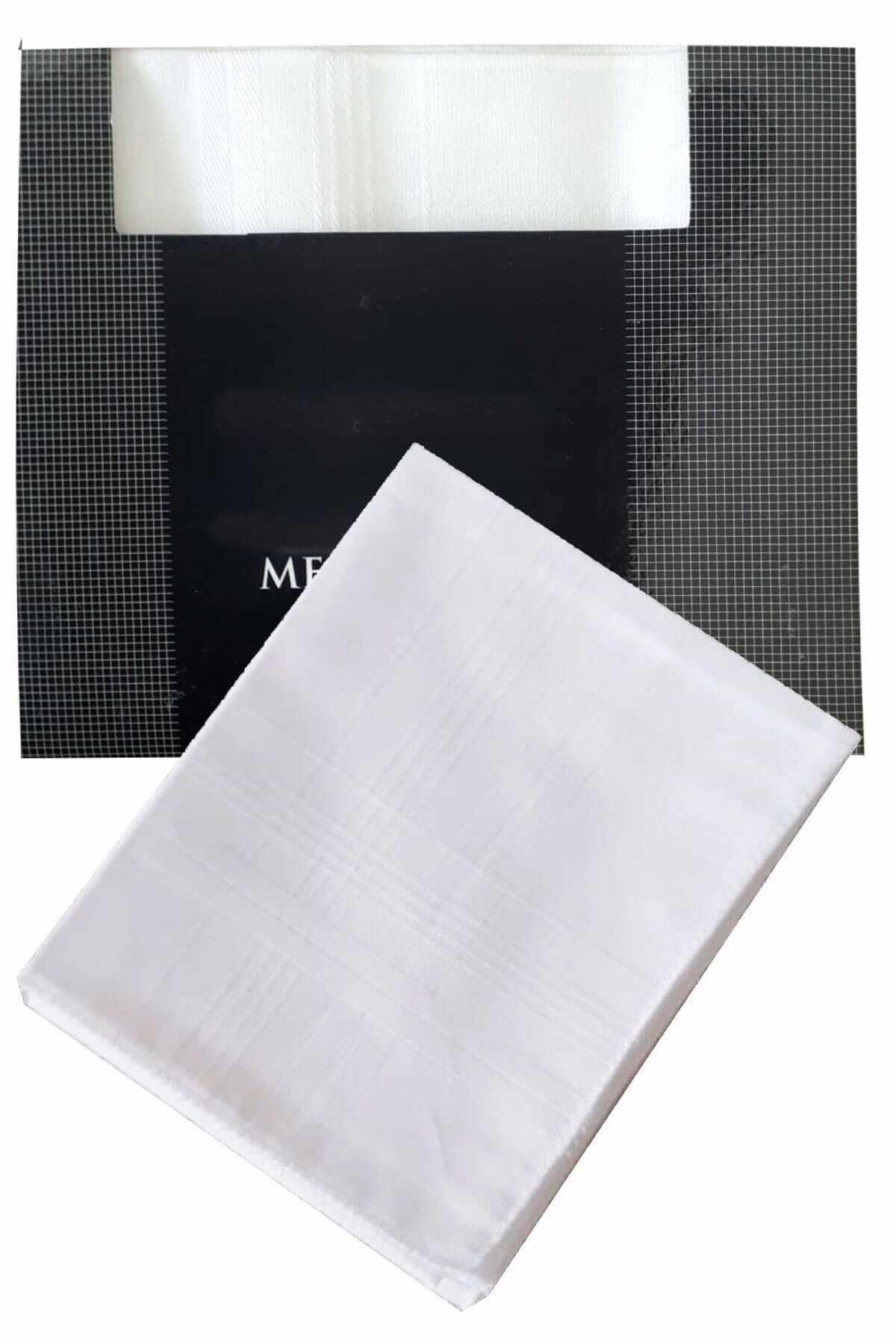 3’lü Özel Paket Premium Erkek Mendil Seti  %100 Pamuk 42x42 cm Beyaz