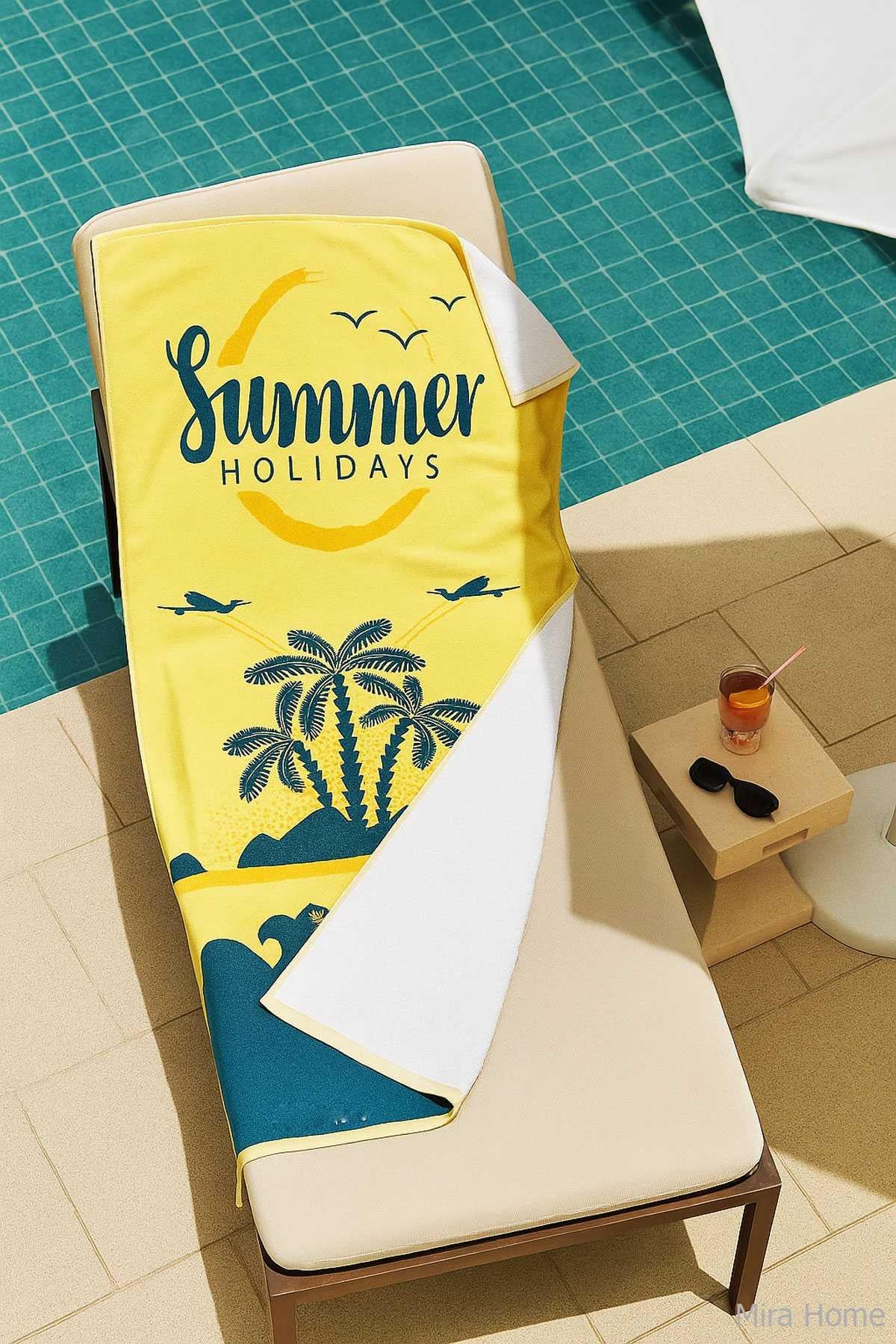 SeaDream Tropikal Desenli Plaj Havlusu 70X140 Cm Summer Holiday