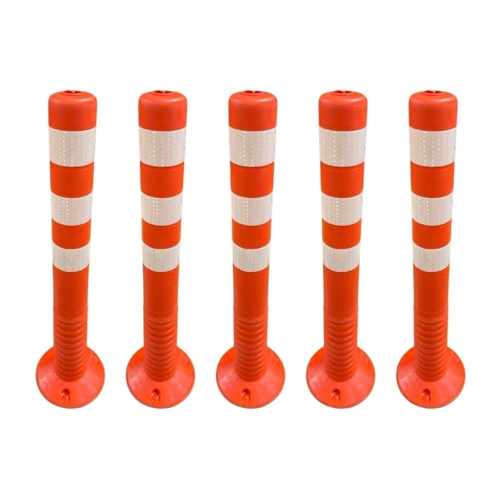 75 cm Ekonomik Turuncu Esnek Delinatör 5'li Set – Reflektif Trafik Dubası