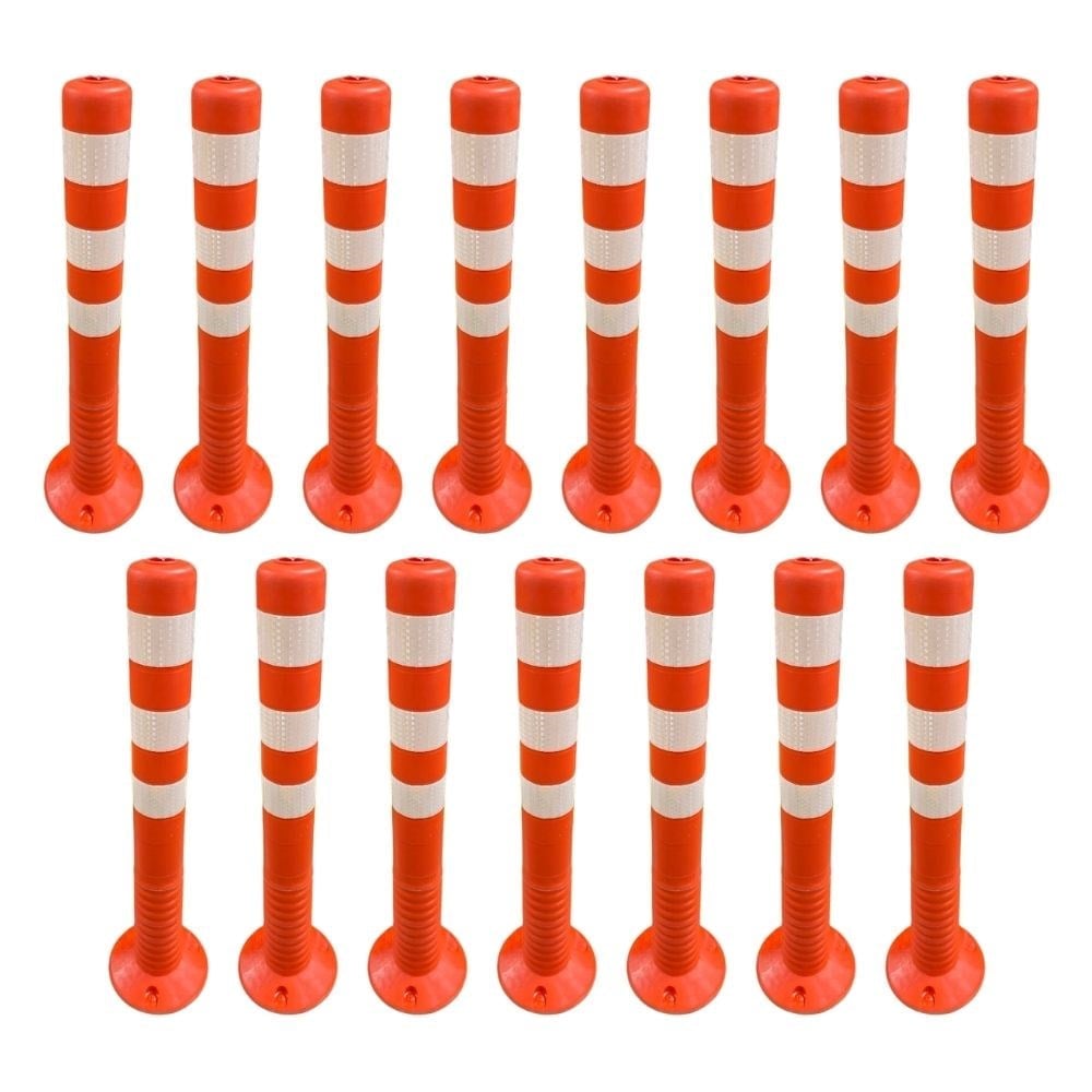 75 cm Ekonomik Turuncu Esnek Delinatör 15'li Set – Reflektif  Trafik Dubası