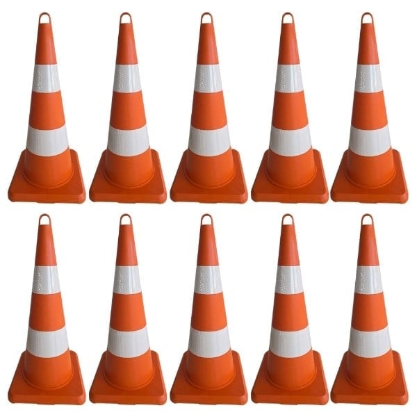 75 cm Turuncu Ekonomik Trafik Konisi 10'lu Set – TPE Plastik Duba