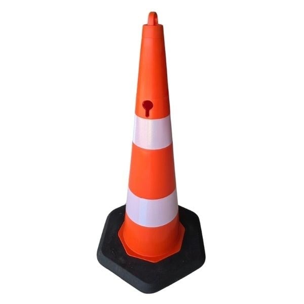 90 cm Turuncu PVC Trafik Konisi – Çift Reflektifli, Ağırlıklı Duba