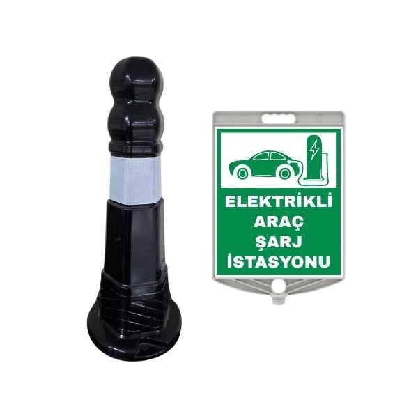 Elektrikli Araç Şarj Levhalı Siyah Duba Seti 60 cm