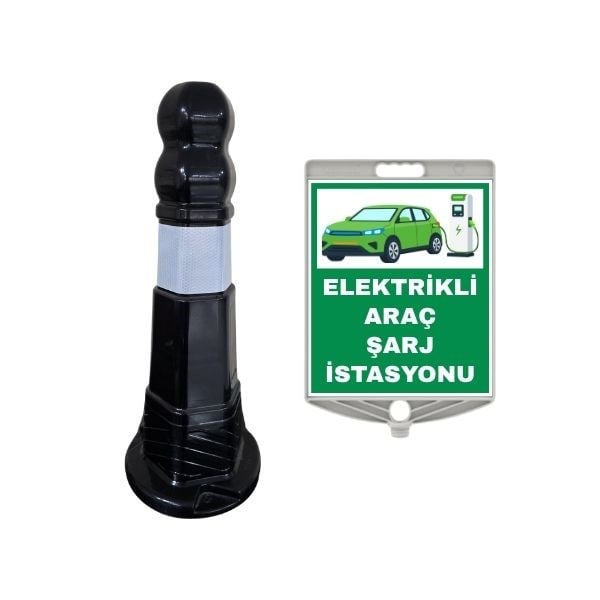 Şarj İstasyonu Levhalı Siyah Duba Seti 60 cm