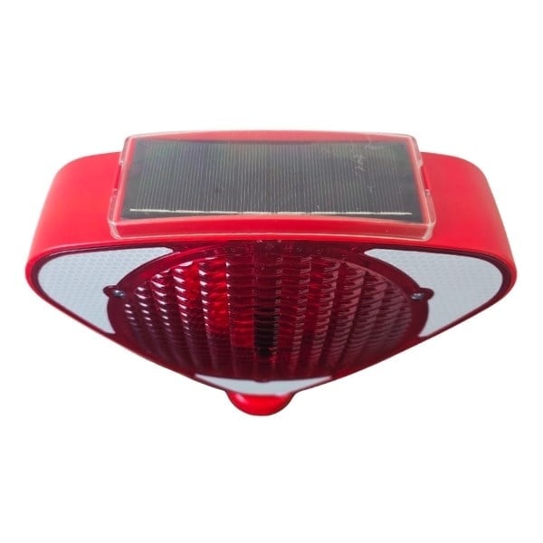 Solar Flaşörlü Üçgen LED Kırmızı Uyarı Lambası