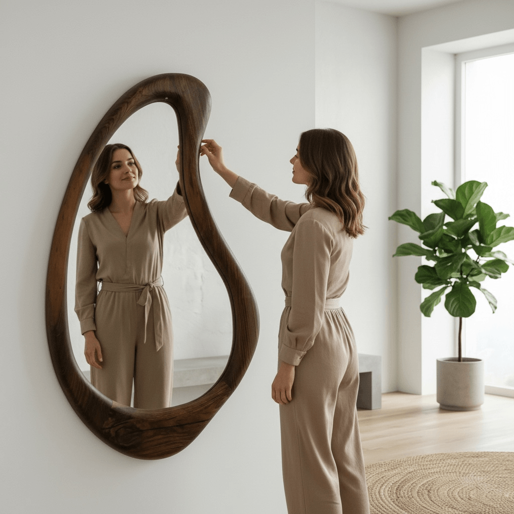 Ceviz Çerçeveli Armut Modeli Ayna