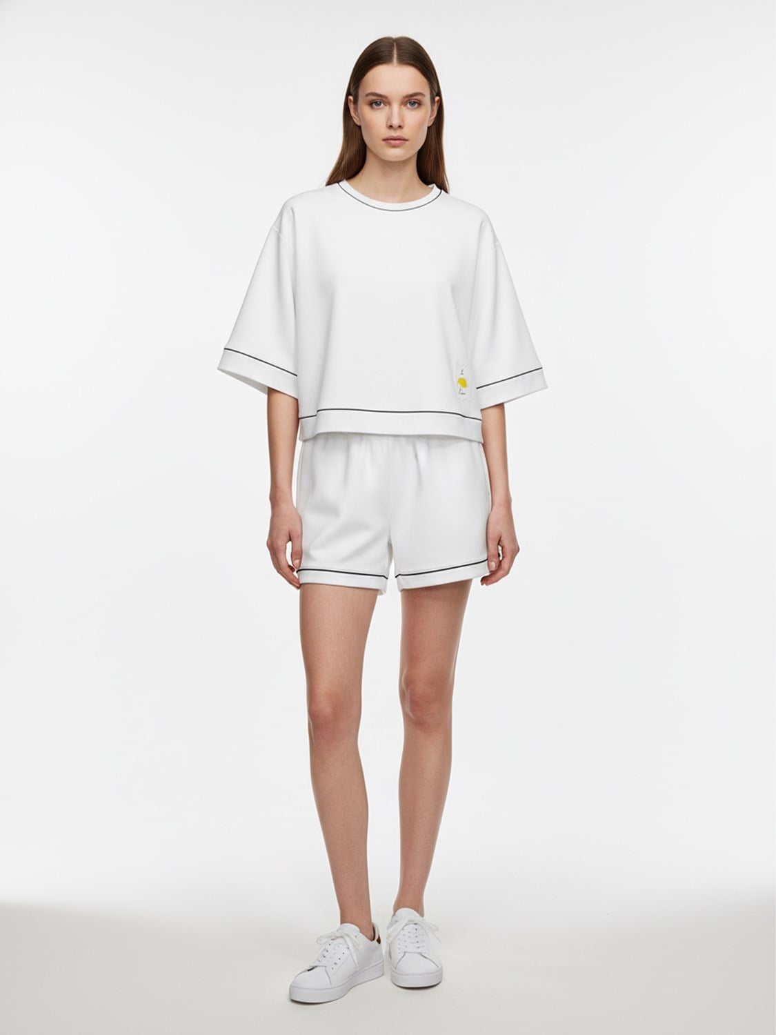 MARIN CLUB Beyaz Pamuk Dokulu Oversize T-Shirt