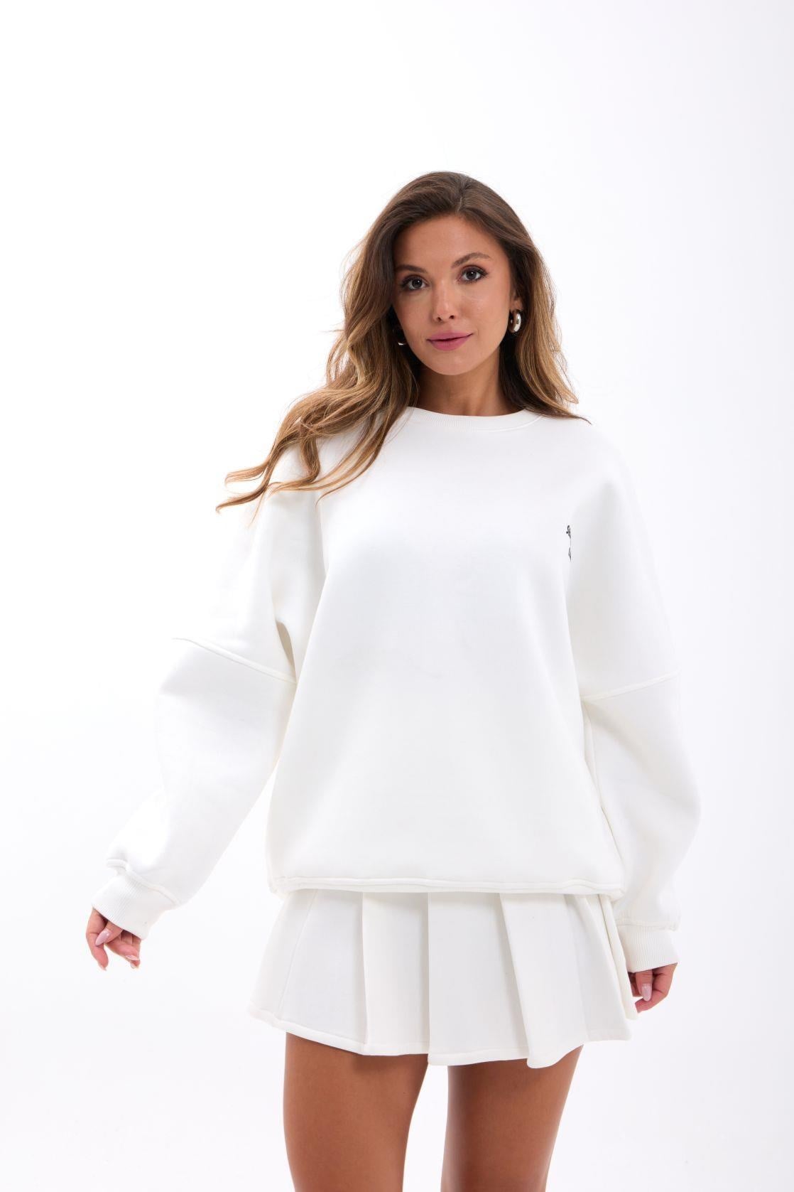 Oversize Mini Etekli Takım Ekru
