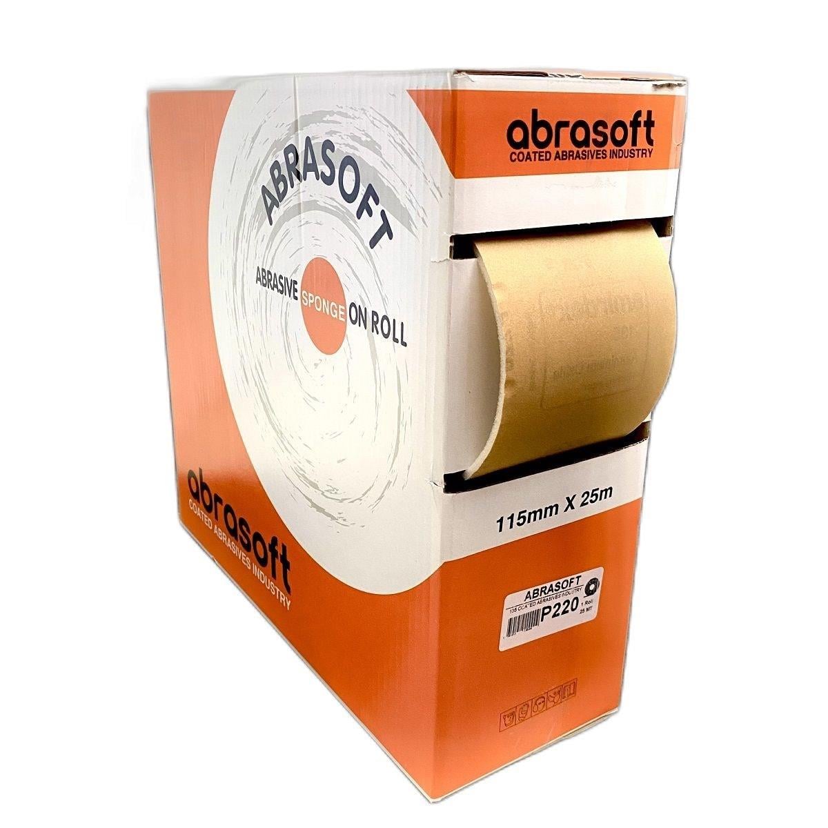 Abrasoft Sünger Rulo Soft Zımpara 220 Kum 115 Mm 25 Metre 1 Adet-Abrasoft