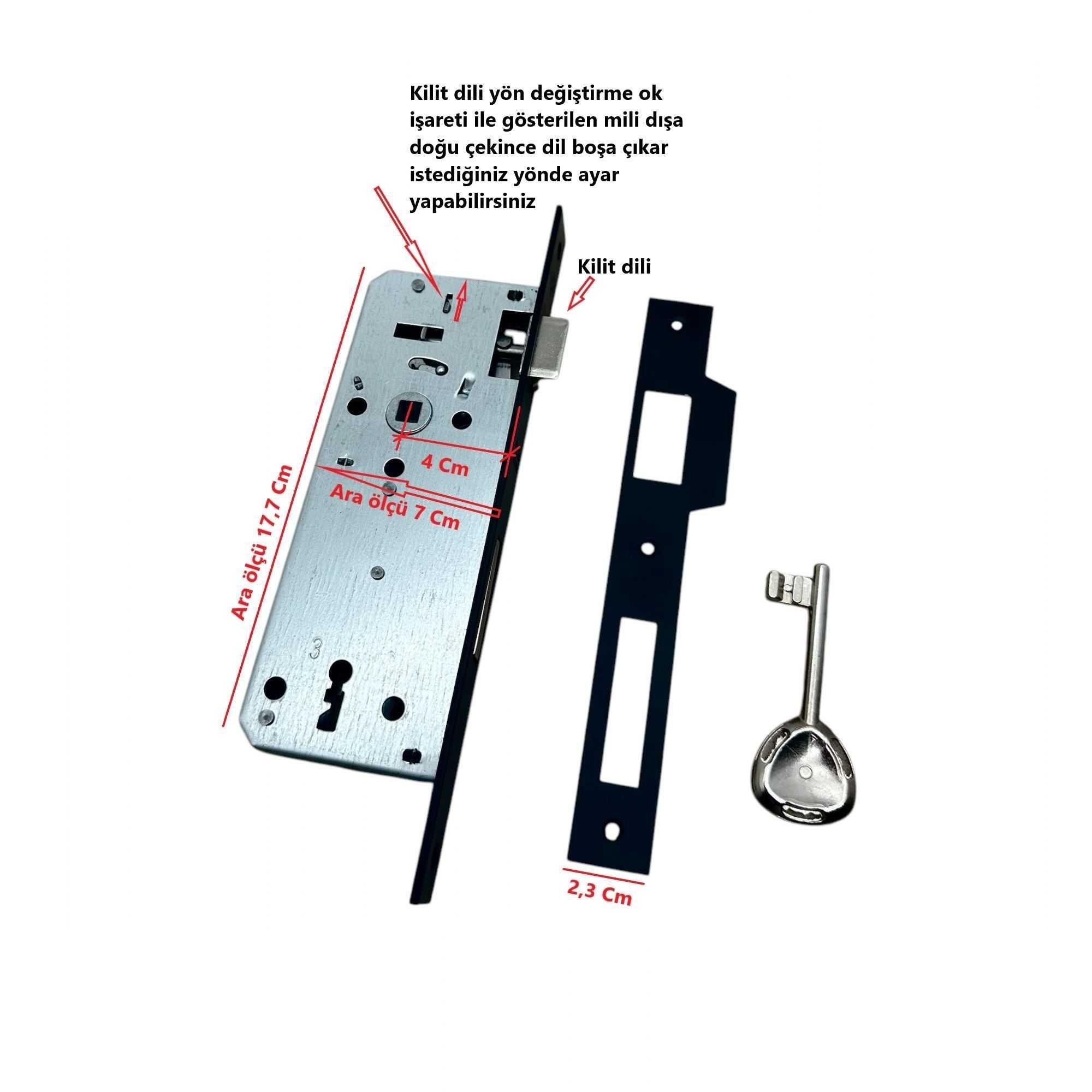 Özen Handles Mat Siyah İç Kapı Gömme Oda Kilit 40/90/23 Oval 40 Mm 1 Adet-ÖZEN METAL