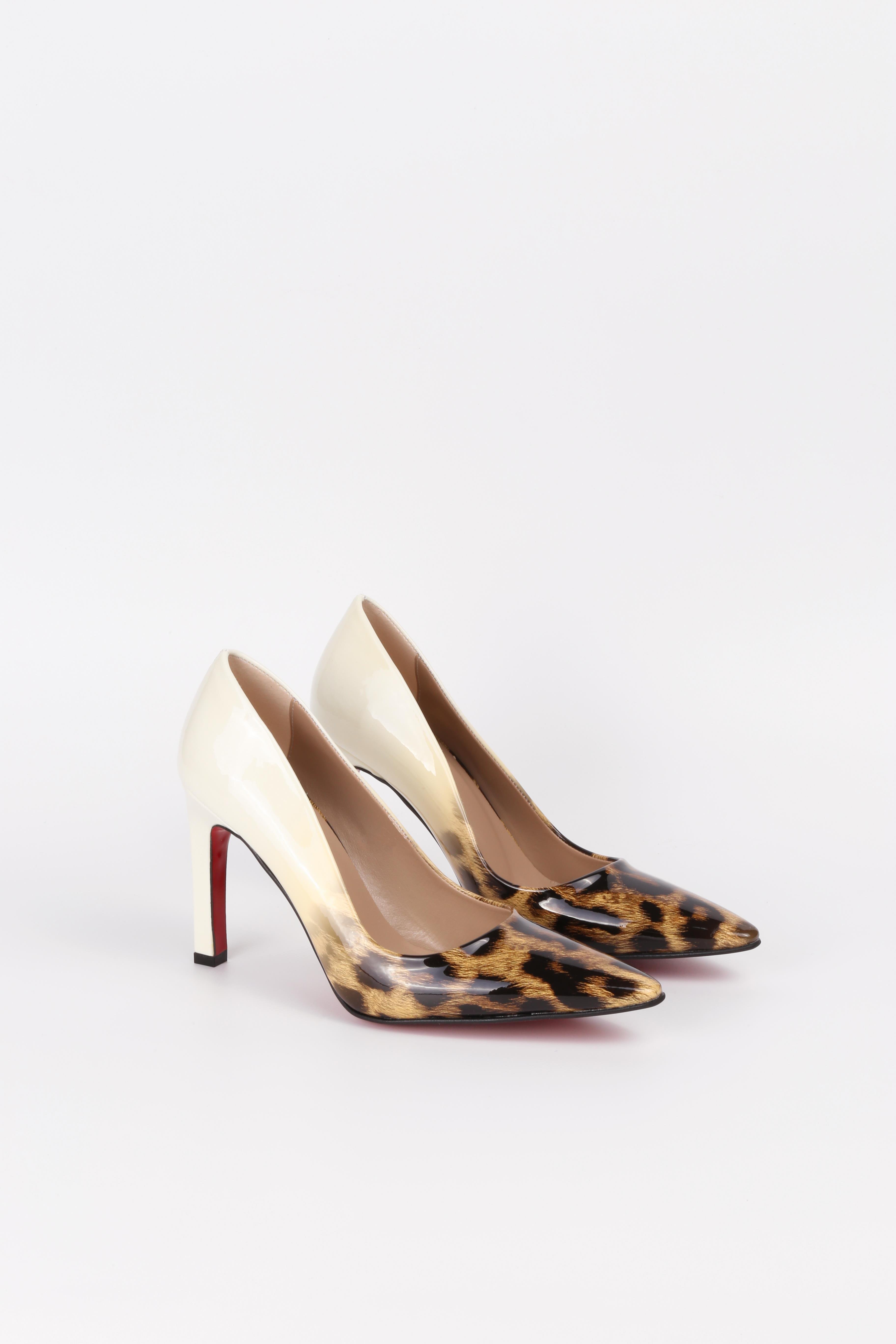 Extra Shoes İstanbul Kadın Ombre Leopar Desenli Bej Rugan Aynalı Jurdan Stiletto