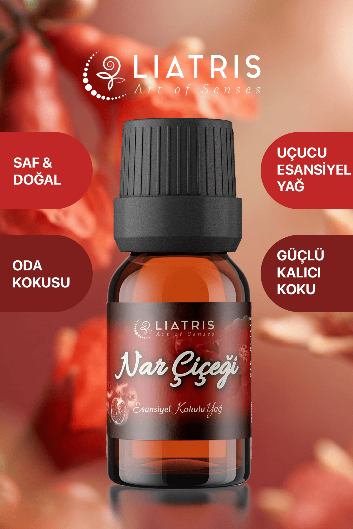 Nar çiçeği esansiyel uçucu yağ,hava nemlendirici,buhurdanlık,oda parfümü 10ml %100 Saf & doğal koku