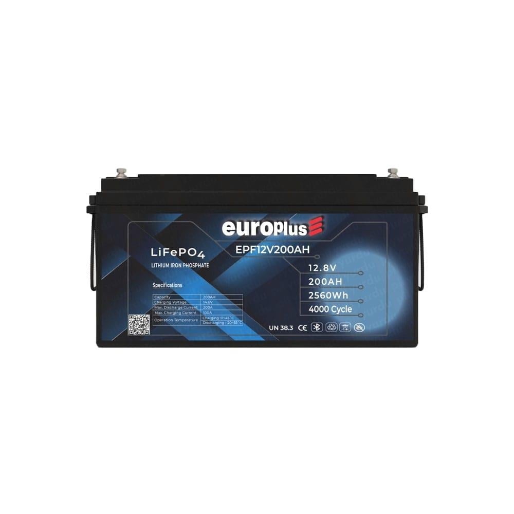 Europlus 12.8V/200Ah LiFePO4 Smart Akü – 4000 Cycle 