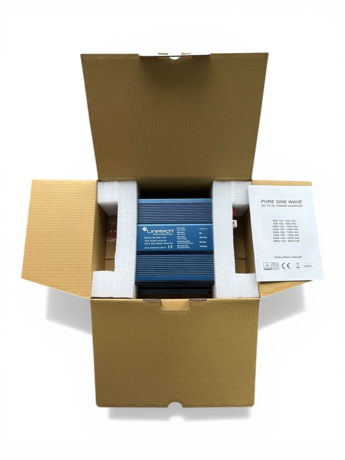 Linetech Tam Sinüs İnvertör 12V 600W Pure Sine Wave Inverter (60S-12E)