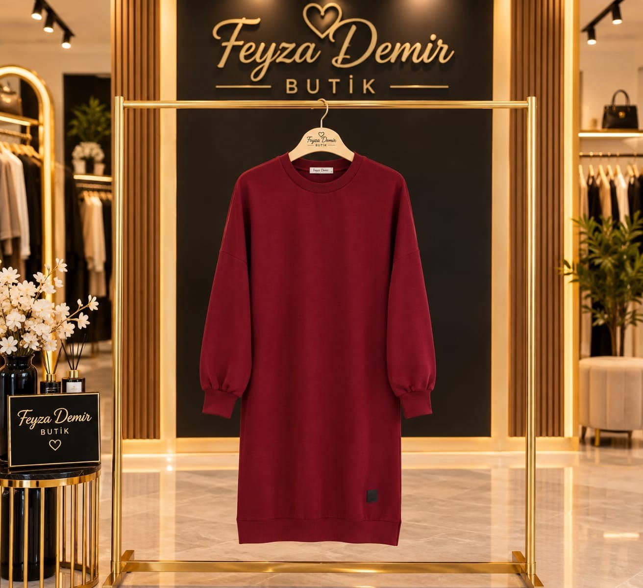 Uzun bordo Sweat 