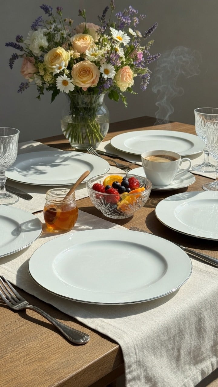 Premium Porselen Platin Yaldızlı  25 Cm 6'lı Servis