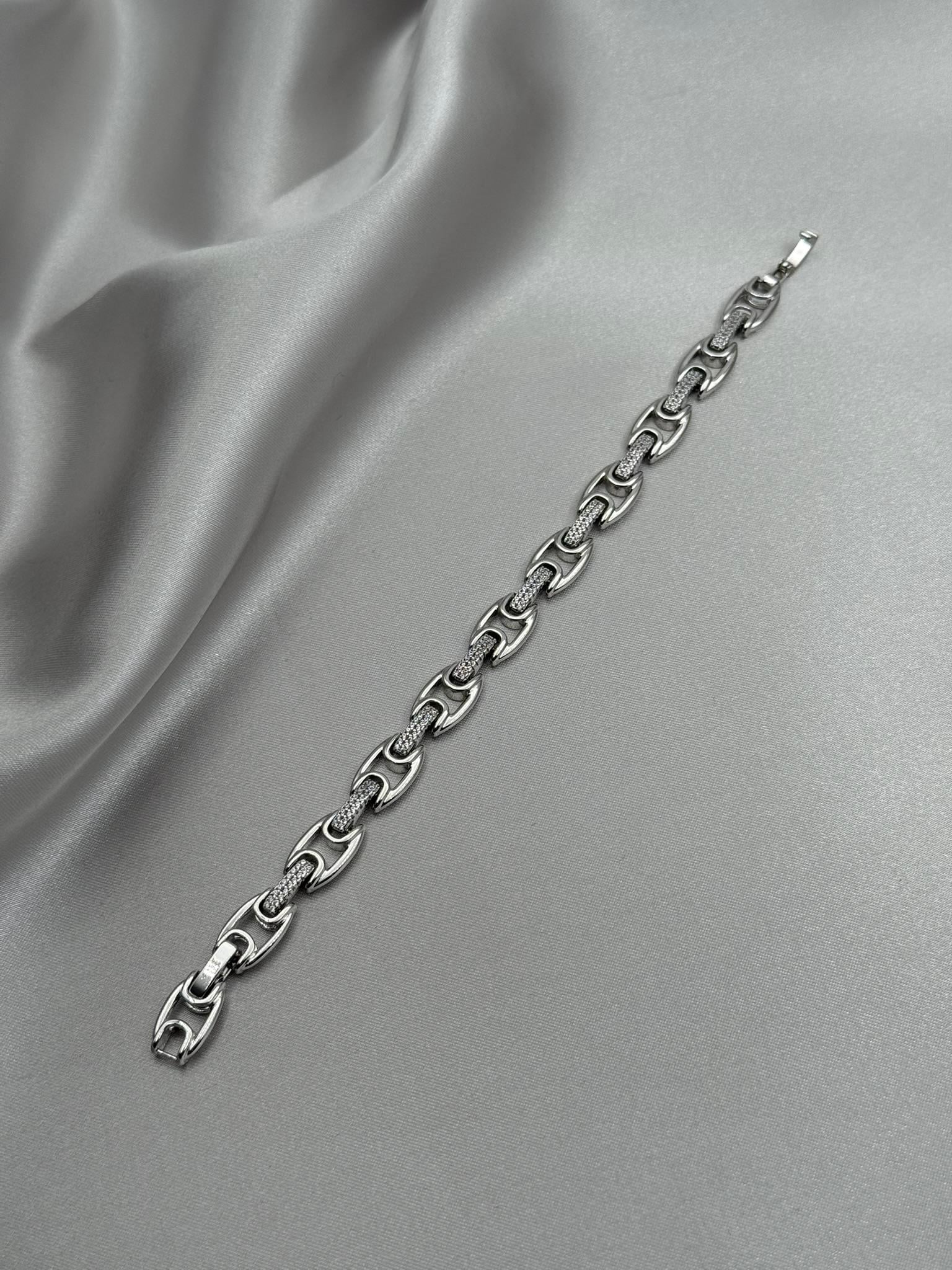 Xuping 14K Çengel Model Zirkon Taşlı Gümüş Bileklik