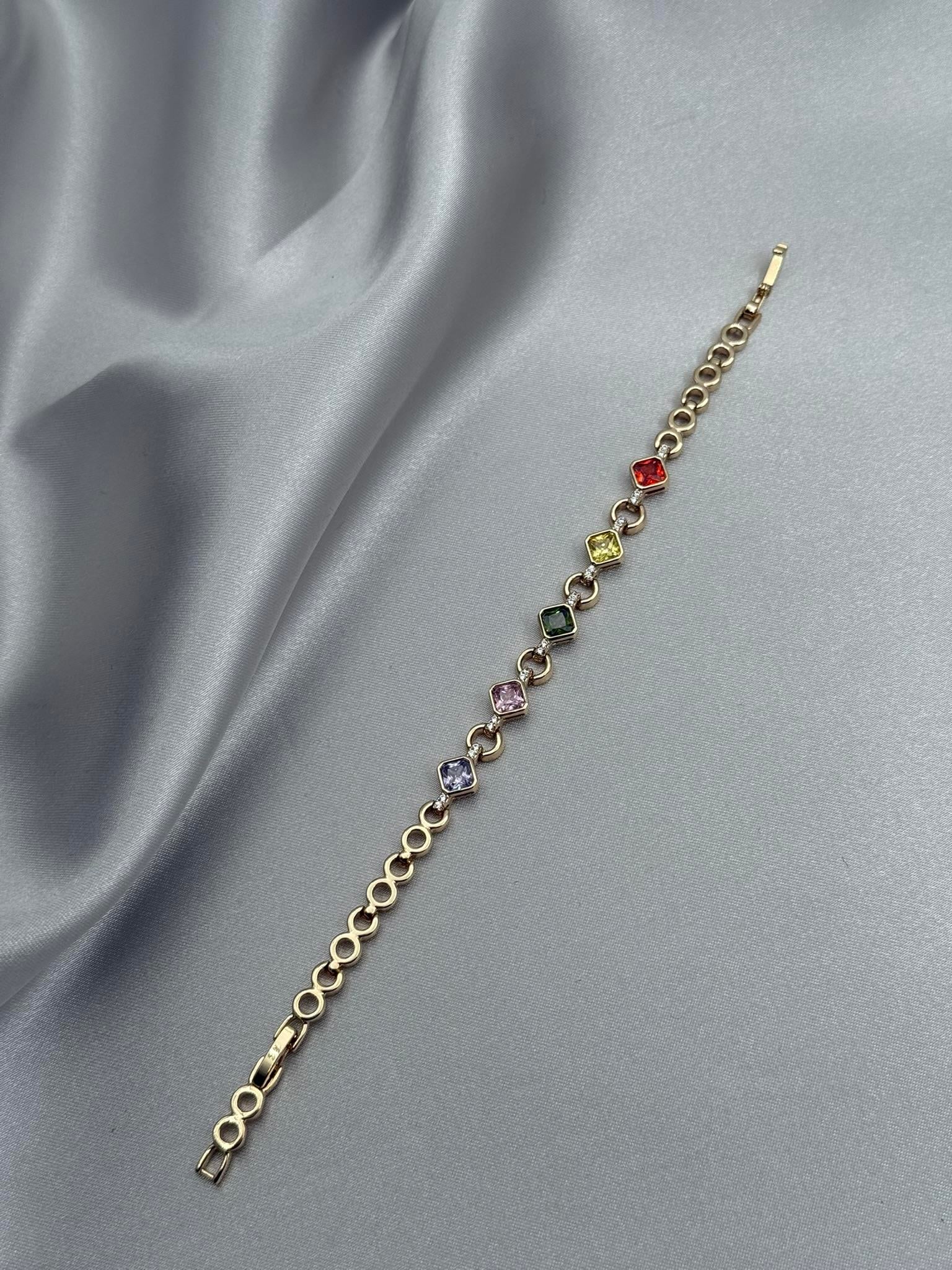 Xuping 14K Dörtgen Model Zirkon Taşlı Gold Bileklik