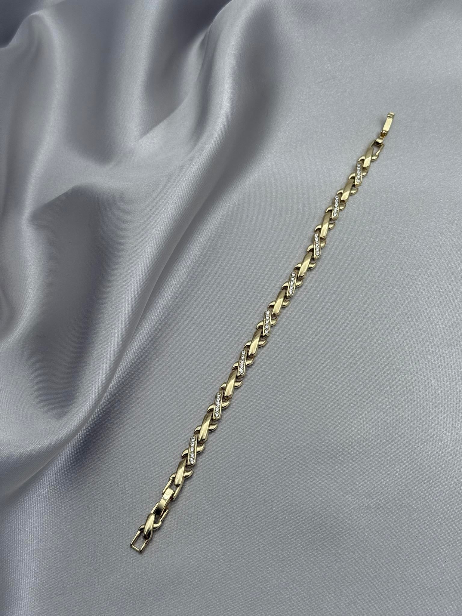 Xuping 14K Örgü Model Zirkon Taşlı Gold Bileklik