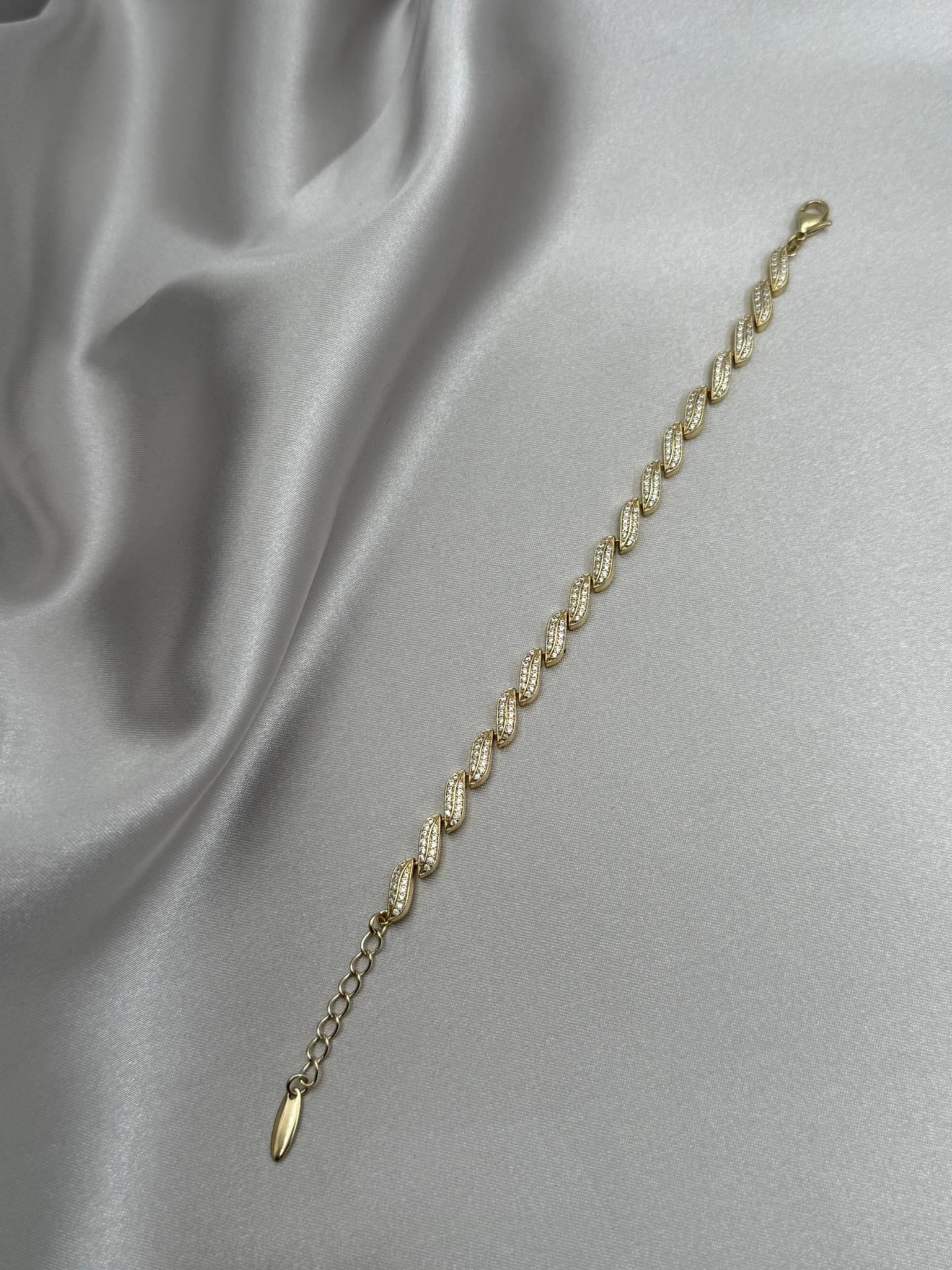 Xuping 14K Sıralı Damla Model Zirkon Taşlı Gold Bileklik