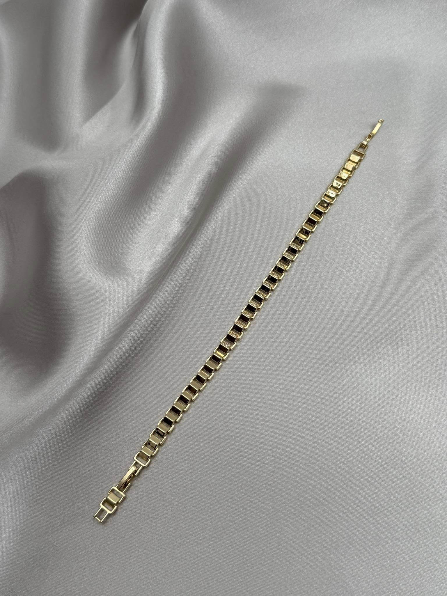 Xuping 14K Üçgen Bombeli Model Zirkon Taşlı Gold Bileklik