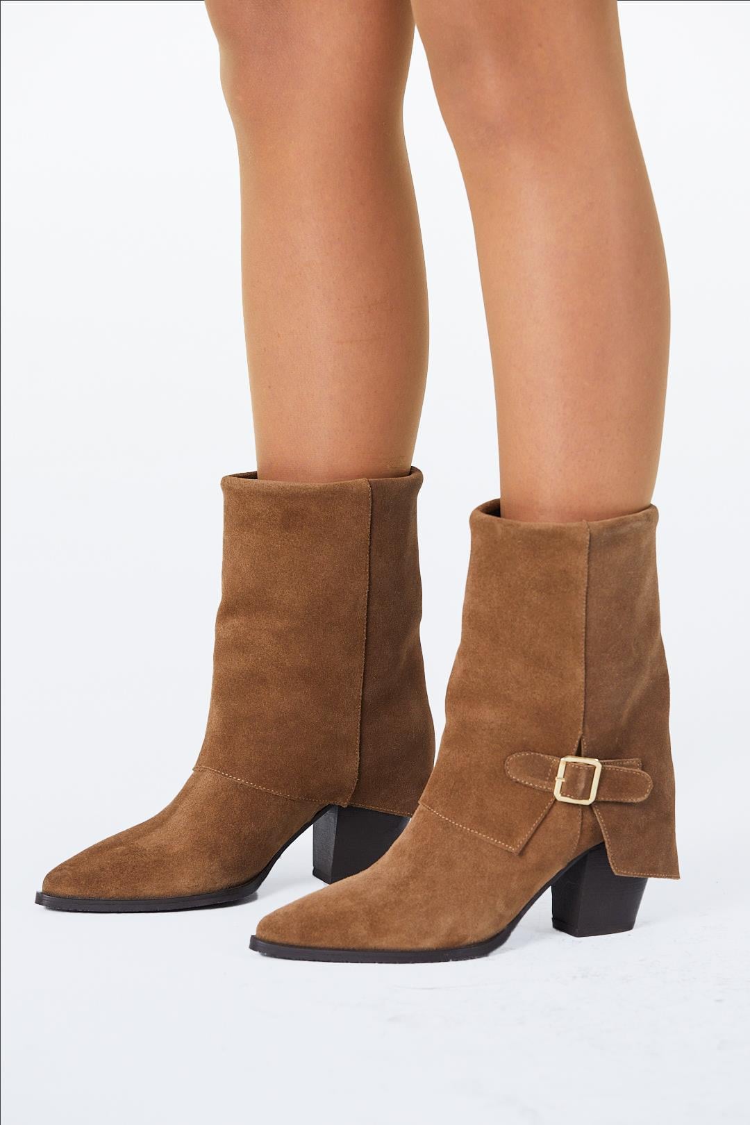 Kadın Tokalı Kovboy Süet Bot – Taba | Sheo