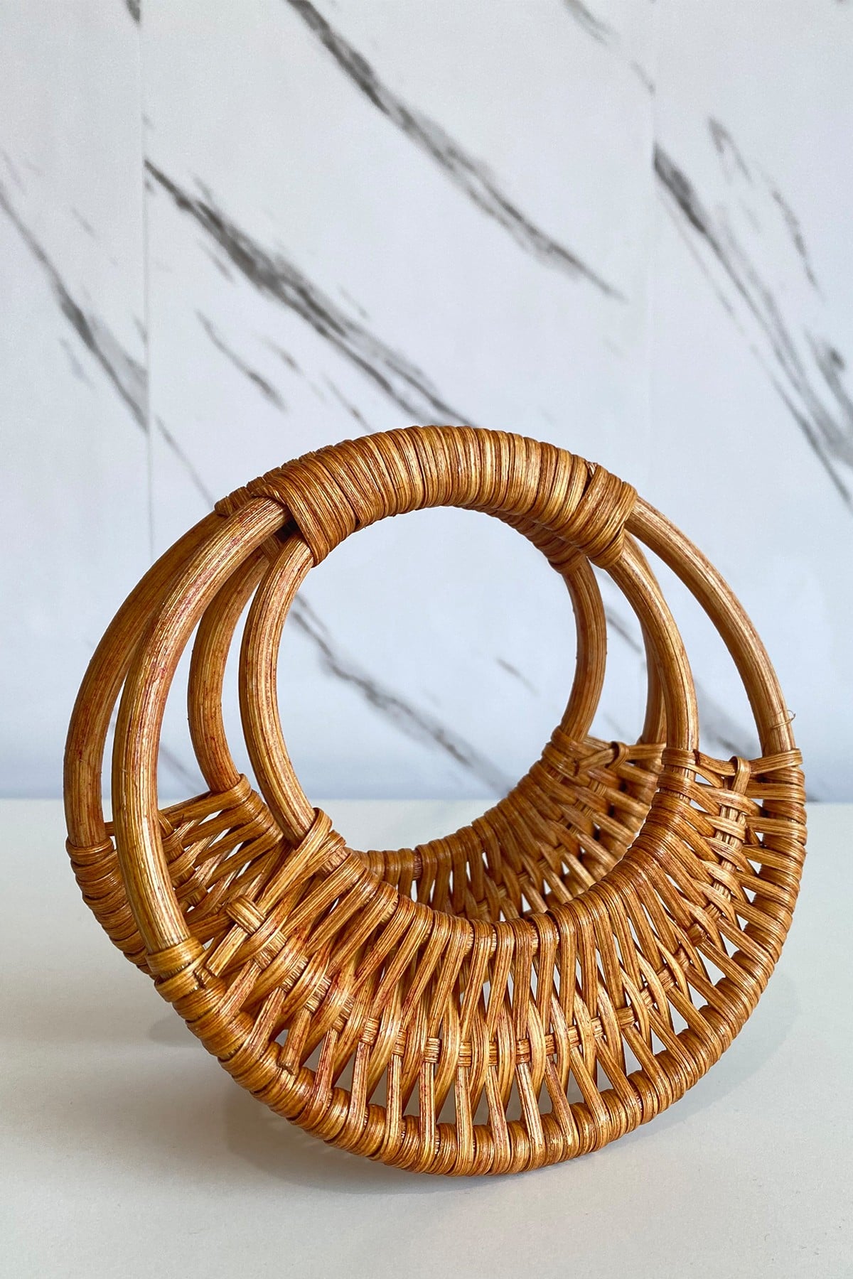  Vollen Yarn Doğal Bambu Çanta Bursu 16cm ,Ahşap