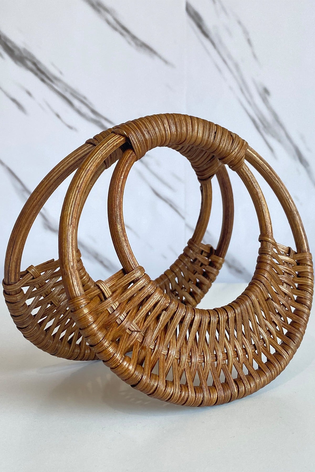  Vollen Yarn Doğal Bambu Çanta Bursu 16cm ,Kahve