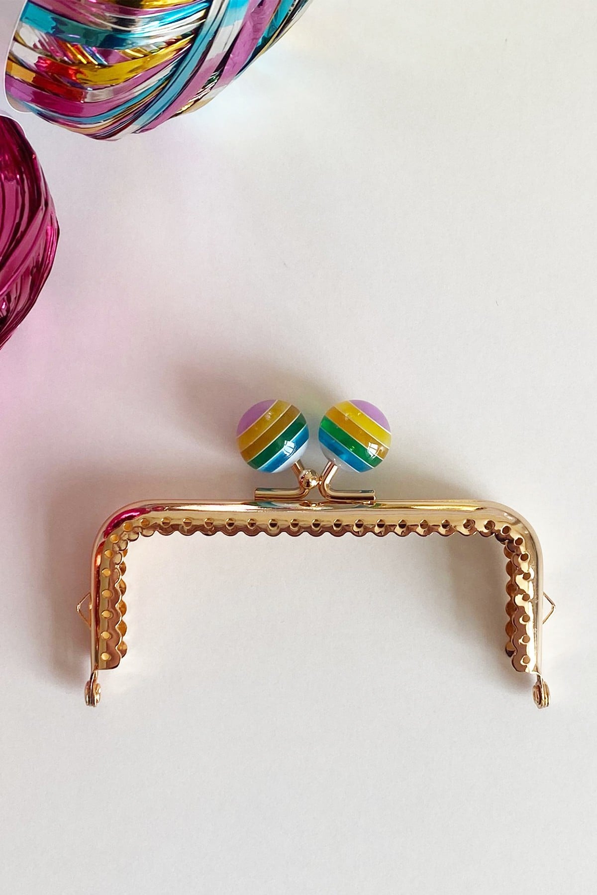  Vollen Yarn Lolipop Model Kare Çanta/Cüzdan Klipsi 10,5 Cm , Gold