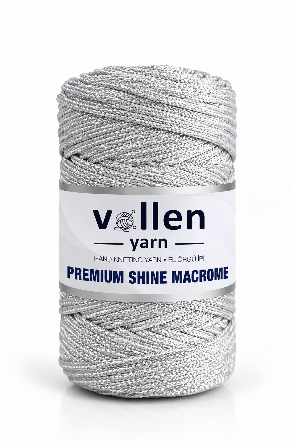  Vollen Yarn Premium Shine (Simli) Polyester Makrome 100Gr/150M ,çanta ipi,supla ipi,bileklik ipi,Açık Gri