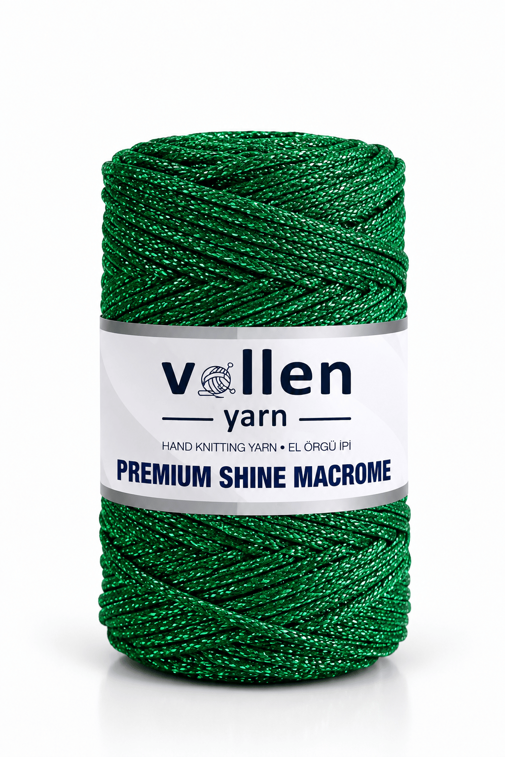  Vollen Yarn Premium Shine (Simli) Polyester Makrome 100Gr/150M ,çanta ipi,supla ipi,bileklik ipi,Yeşil