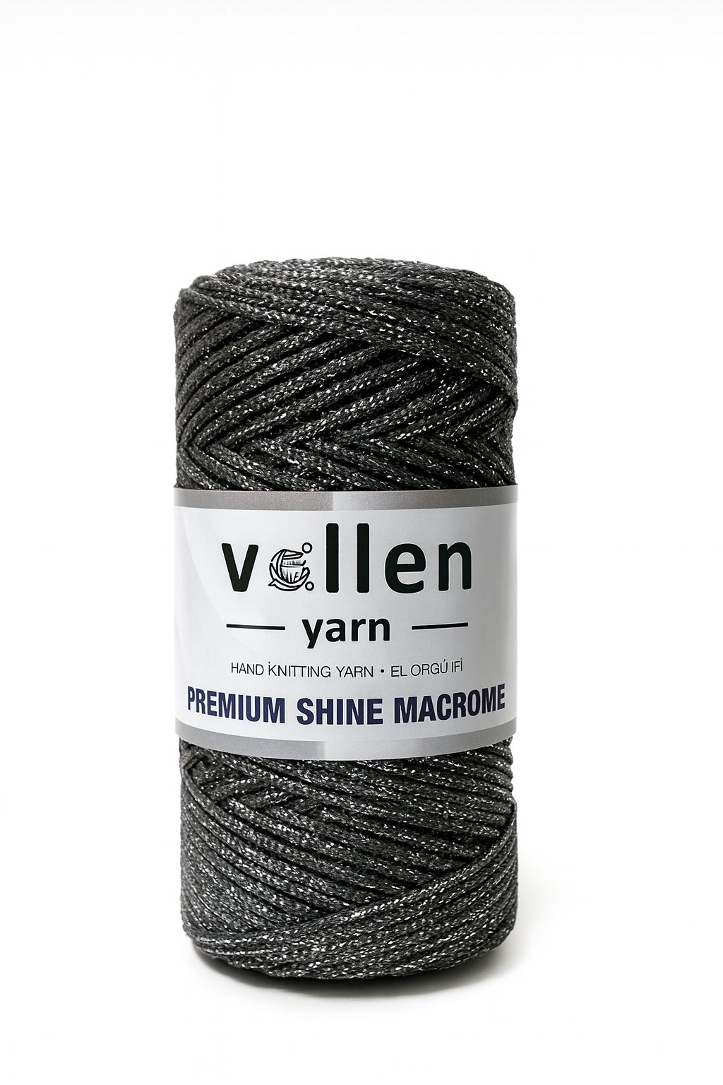  Vollen Yarn Premium Shine (Simli) Polyester Makrome 100Gr/150M ,çanta ipi,supla ipi,bileklik ipi,Koyu Gri