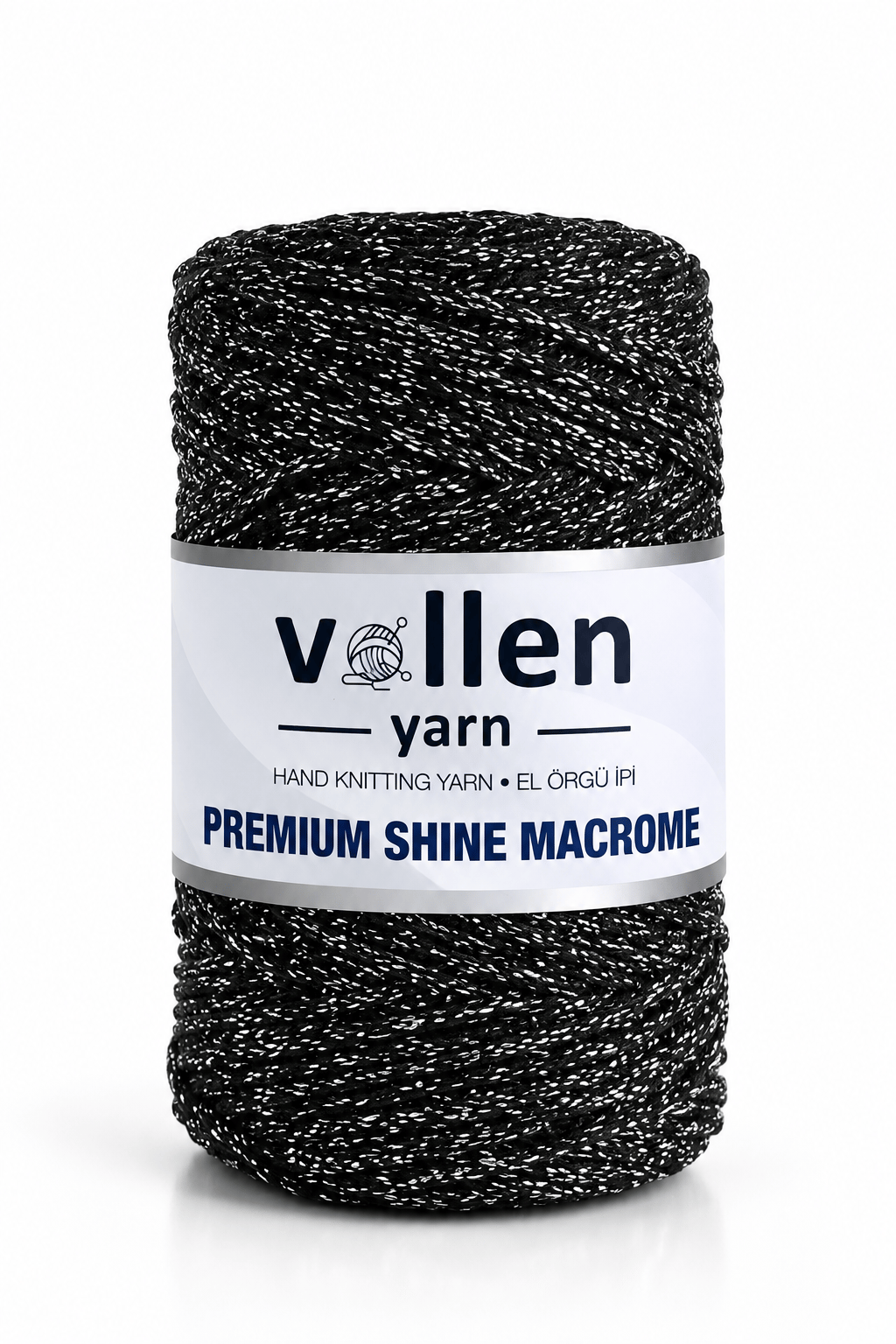  Vollen Yarn Premium Shine (Simli) Polyester Makrome 100Gr/150M ,çanta ipi,supla ipi,bileklik ipi,Siyah