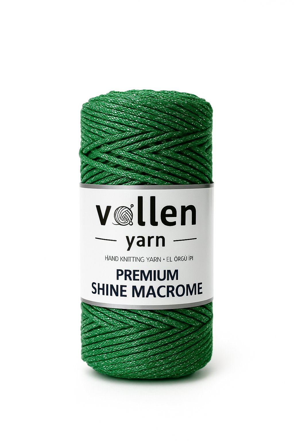  Vollen Yarn Premium Shine (Simli) Polyester Makrome 100Gr/150M ,çanta ipi,supla ipi,bileklik ipi,Yeşil