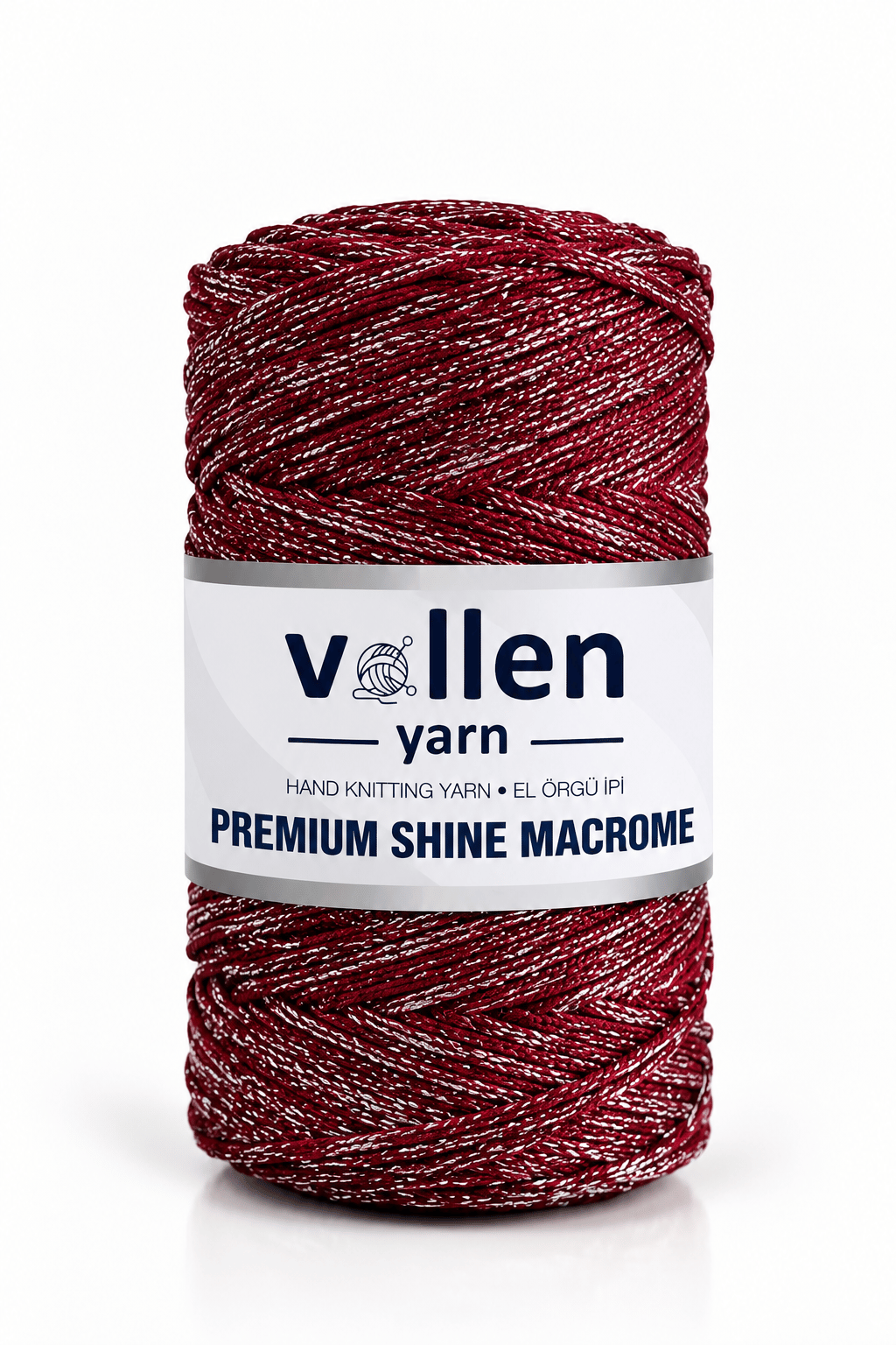  Vollen Yarn Premium Shine (Simli) Polyester Makrome 100Gr/150M ,çanta ipi,supla ipi,bileklik ipi,Bordo