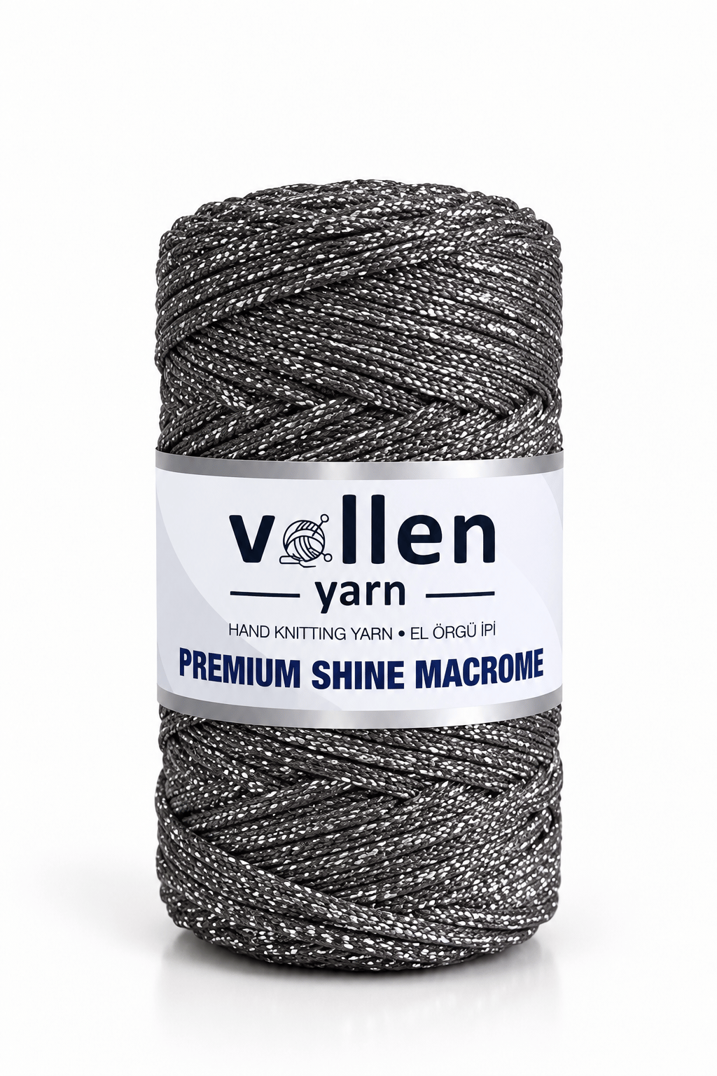  Vollen Yarn Premium Shine (Simli) Polyester Makrome 100Gr/150M ,çanta ipi,supla ipi,bileklik ipi,Koyu Gri