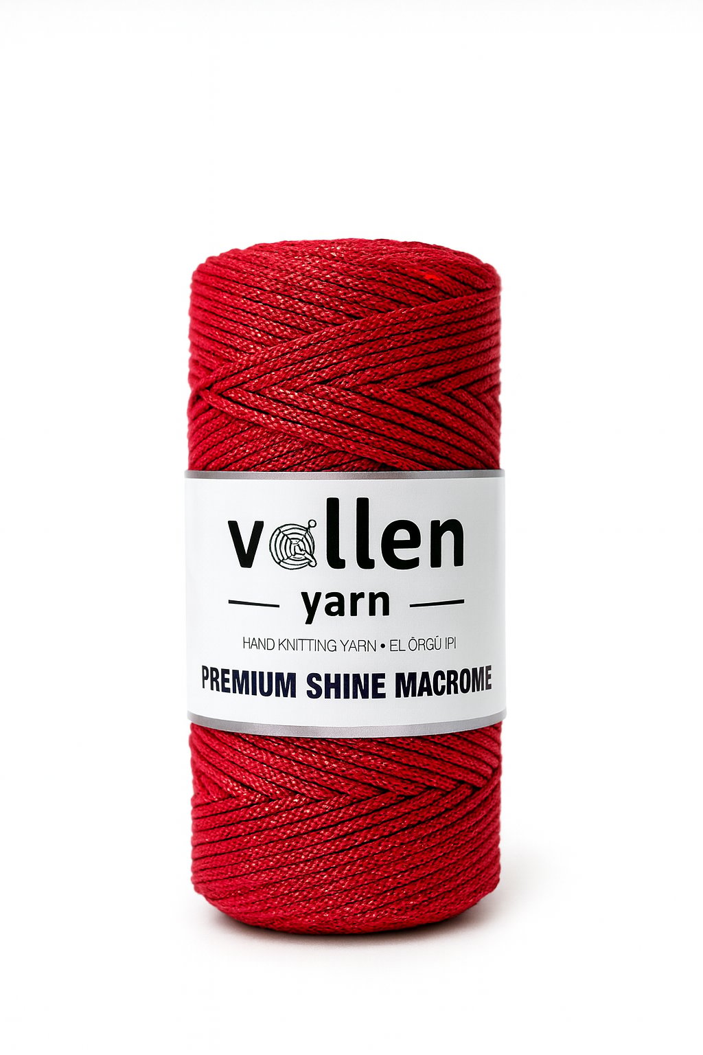  Vollen Yarn Premium Shine (Simli) Polyester Makrome 100Gr/150M ,çanta ipi,supla ipi,bileklik ipi,Kırmızı