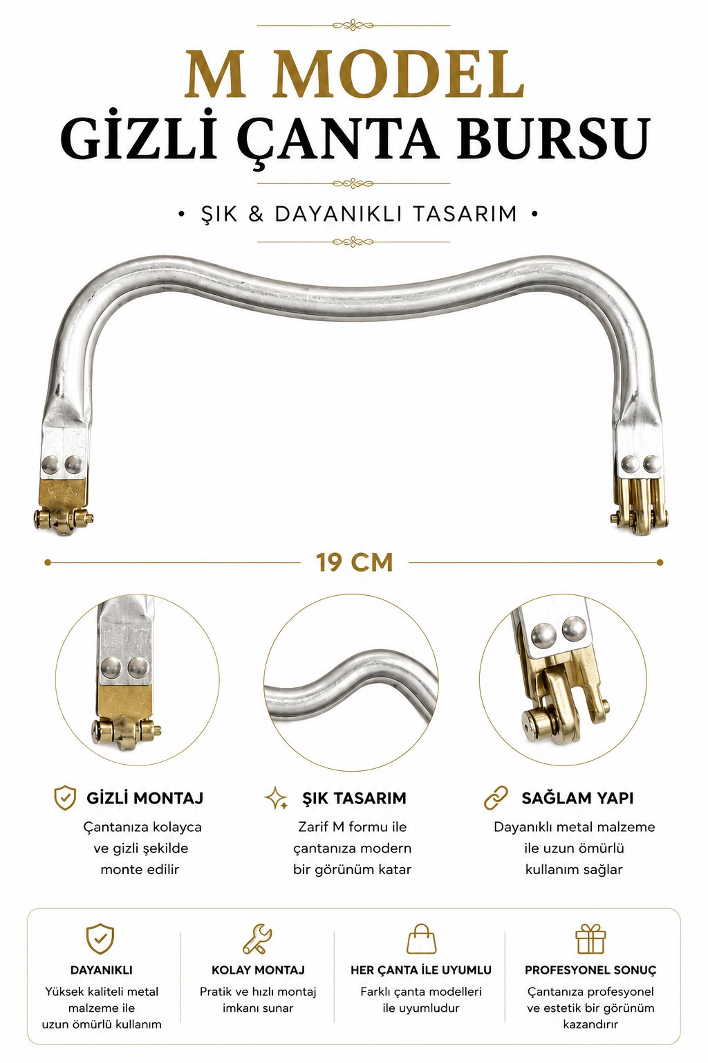 M Model Gizli Çanta Bursu 19Cm