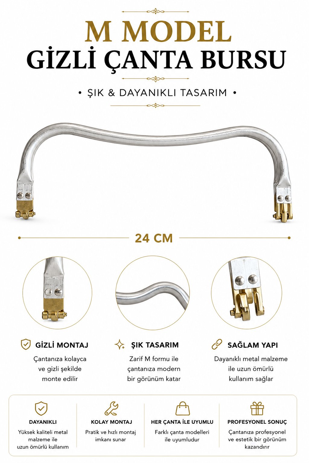 M Model Gizli Çanta Bursu 24Cm